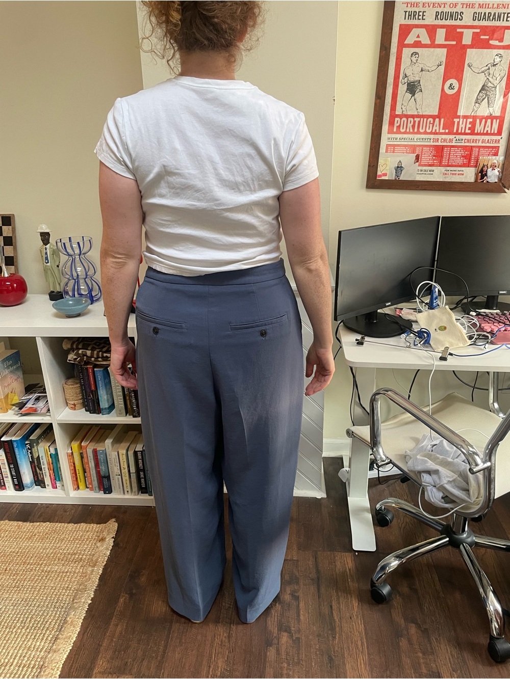 Madewell Blue Wide Leg Trouser Pants High Rise Size 14 - Picture 3 of 8